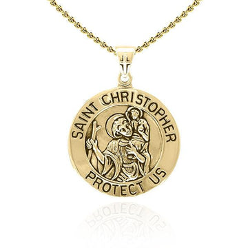 Saint Christopher Gold Vermeil Plate on Silver Pendant VPD4563 - Jewelry
